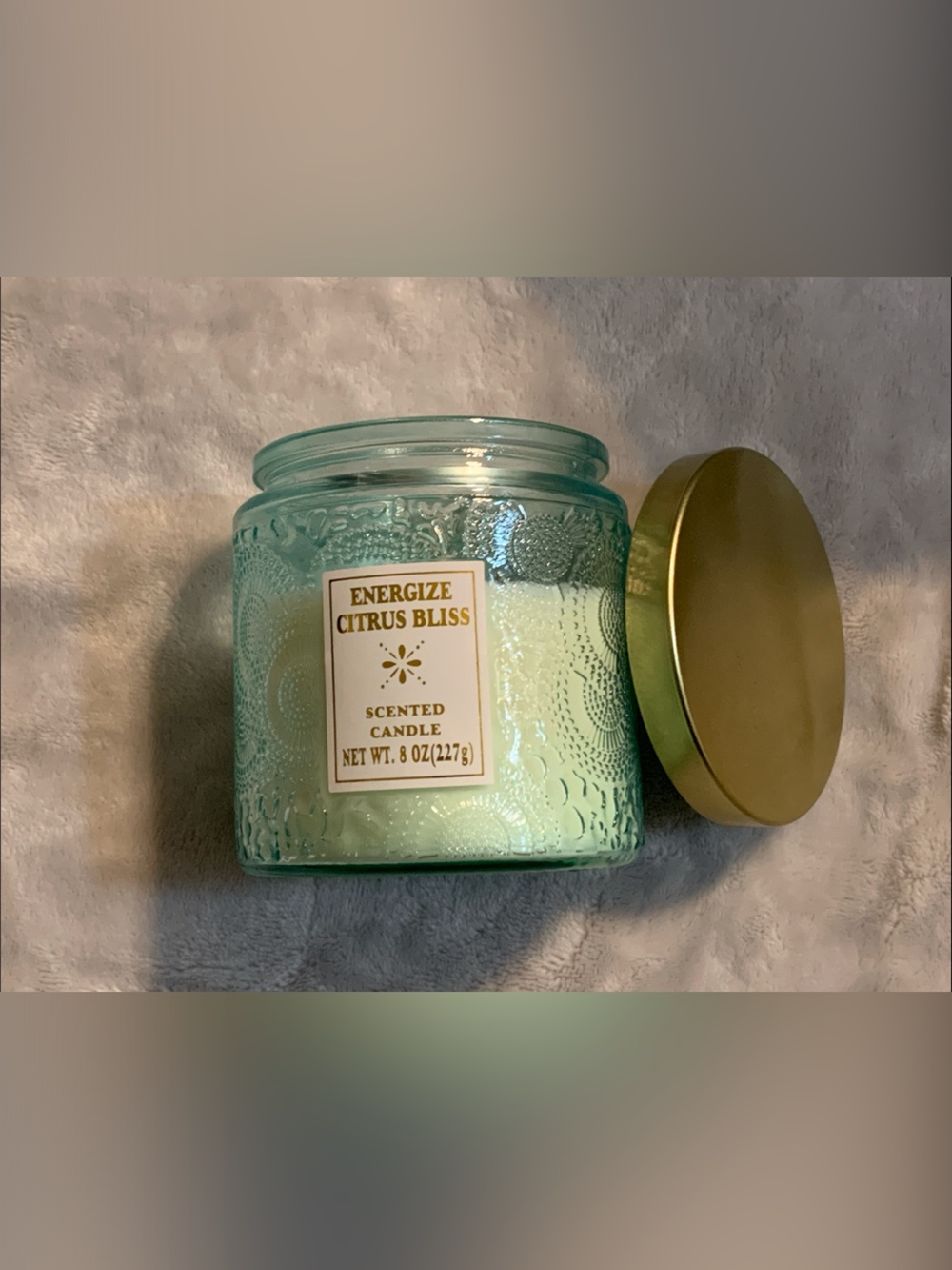 Energie Citrus Bliss Jar Candle Glass Jar with Gold Tone Lid